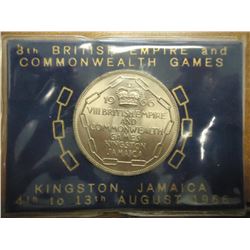 1966 JAMAICA 5 SHILLINGS UNC 8TH BRITISH EMPIRE AND COMMONWEALTH GAMES