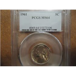 1961 JEFFERSON NICKEL PCGS MS64