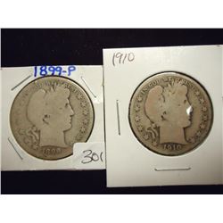 1899 & 1910 BARBER HALF DOLLARS