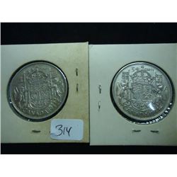 1943 & 1944 CANADA SILVER 50 CENTS