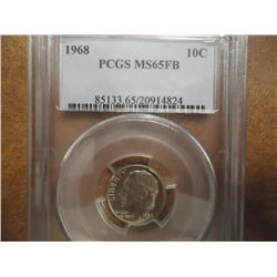1968 ROOSEVELT DIME PCGS MS65FB