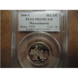 2000-S MASSACHUSETTS QUARTER PCGS PR69 DCAM