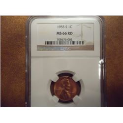 1955-S LINCOLN CENT NGC MS66RD