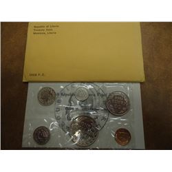 1968 REPUBLIC OF LIBERIA PROOF SET TOTAL MINTAGE OF 14396. ORIGINAL MINT PACKAGING
