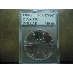 1984-S OLYMPIC SILVER DOLLAR ACG MS69