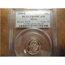 1999-S SILVER ROOSEVELT DIME PCGS PR68 DCAM