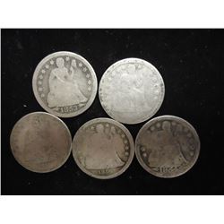 5 ASSORTED 1850'S SEATED LIBERTY DIMES