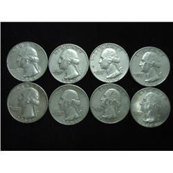 8 ASSORTED WASHINGTON SILVER QUARTERS
