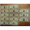 Image 1 : LOT OF 13 PIECES OF US CURRENCY SEE DESCRIPTION 1934-C $5 SILVER CERTIFICATE BLUE SEAL, 1953 $2 US N