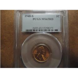 1940-S LINCOLN CENT PCGS MS65RD