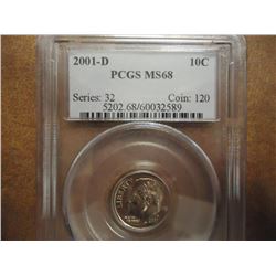 2001-D ROOSEVELT DIME PCGS MS68