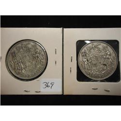 1951 & 1952 CANADA SILVER 50 CENTS