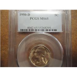 1950-D JEFFERSON NICKEL KEY DATE PCGS MS65