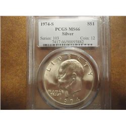 1974-S IKE SILVER DOLLAR PCGS MS66