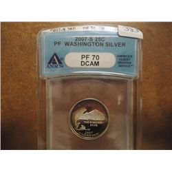 2007-S SILVER WASHINGTON STATE QUARTER ANACS PF70 DCAM