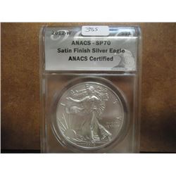 2012-W AMERICAN SILVER EAGLE ANACS SP70 SATIN FINISH