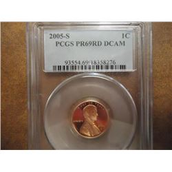 2005-S LINCOLN CENT PCGS PR69RD DCAM