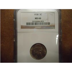1938 JEFFERSON NICKEL NGC MS66