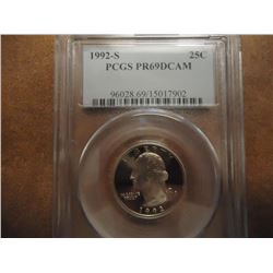 1992-S WASHINGTON QUARTER PCGS PR69 DCAM