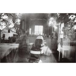 ROBERT FRANK, (American, b. Switzerland, 1924), BARBER SHOP THROUGH SCREEN DOOR, MCCLELLANVILLE, ...