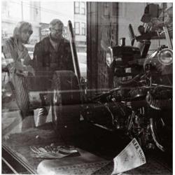 IMOGEN CUNNINGHAM, (American, 1883-1976), MOTORCYCLE ON HAIGHT STREET, signed and dated "Imogen C...