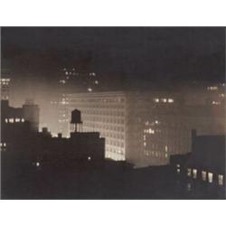 L.H. LONGWELL, (American, 1900-1930), THE CITY AT NIGHT, signed and inscribed "L.H. Longwell / Me...