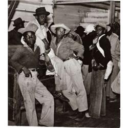 MARION POST WOLCOTT, (American, 1910-1990), DAY LABORERS, BROUGHT IN BY TRUCK FROM NEARBY TOWNS W...