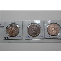 3 - 1857 Penny Tokens (Bank of Upper Canada)