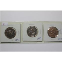 3 - 1857 Half Penny Tokens (Bank of Upper Canada)
