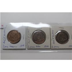 3- 1844 Half Penny Tokens (Bank of Montreal)