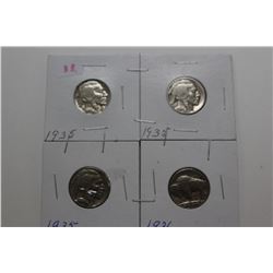 4 USA Buffalo Nickels 3-1935; 1-1936