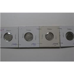 4 Nfld. Silver 10 Cent Coins - 1940, 1941, 1942, 1943