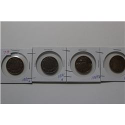 4 - 1881H Large Pennies (2 damaged)