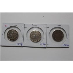 3 Large Pennies - 1-1876H; 2-1882H