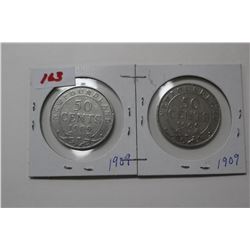 2 Nfld. - 50 Cent Coins - 1909