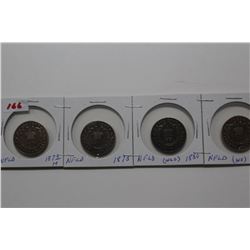 4 Nfld. Large Pennies - 1872; 1873; 2-1880