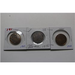 3 - 1900 Large Cents - with No H