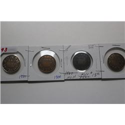 4 - 1900 Large Cents - with No H