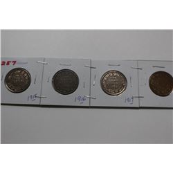 4 Large Cents - 1915; 1916; 1917; 1918