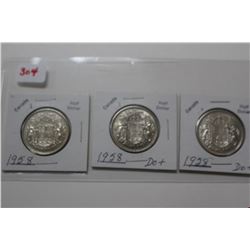 3 - 50 Cent Silver Coins - all 1958