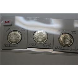 3 - 50 Cent Silver Coins - all 1958