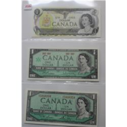 3 - $1 Bills - 1973; 1967; 1954