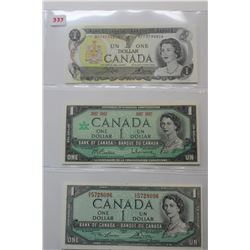 3 - $1 Bills - 1973; 1967; 1954