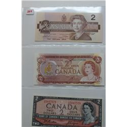 3 - $2 Bills - 1986; 1974; 1954