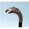 Image 1 : An unusual antique German bamboo walking stick with handle in form of a repousse worked silver ea…