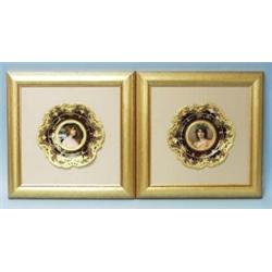 Two very good antique Viennese porcelain wallplates. Each handpainted and gilt with classical bea…