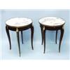 Image 1 : A pair of antique French Louis XV style mahogany and marble occasional tables. The veined grey ma…