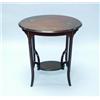 Image 1 : ARTS & CRAFTS - A fine turn of the 20th century English satinwood inlaid two-tier table. The oval…