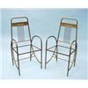 Image 2 : JUGENDSTIL - AUSTRIA. A gold painted wrought iron garden set comprising a circular table with whi…