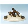 Image 1 : ART DECO - An unusual French bronze and marble inkwell. The kidney shaped marble base with two po…
